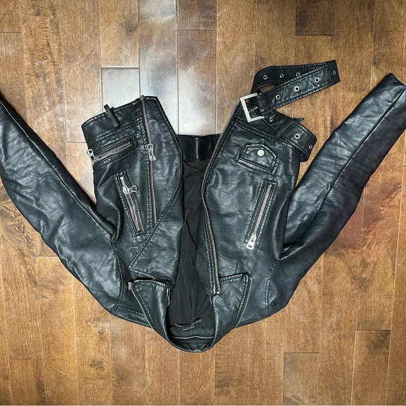 Zara Basic black leather jacket - Picture 3 of 5